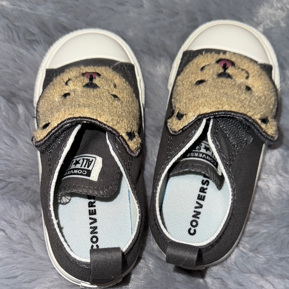 Converse Kids' Gray Bear Face Sneakers